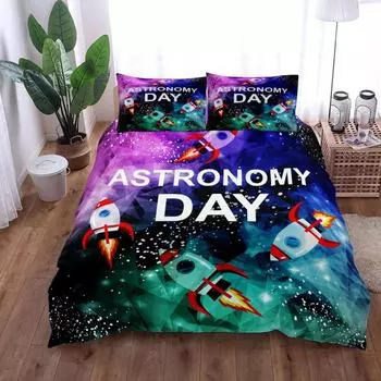 Astronomy Day Duvet Cover Set King Queen Double Full Twin Single Size Bed Linen Set 70x133cm 2pcs