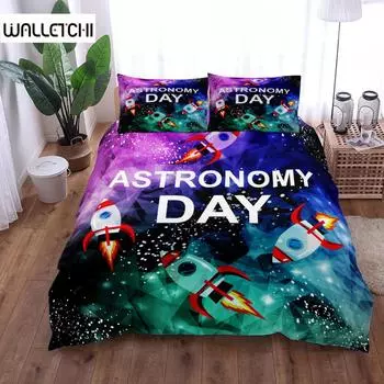 Astronomy Day Duvet Cover Set King Queen Double Full Twin Single Size Bed Linen Set EU single(135x200cm)