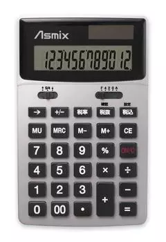 Asuka Business Calculator Silver C1251S 12 Digit Solar Battery Tax Calculation Memory Decreasing Digit