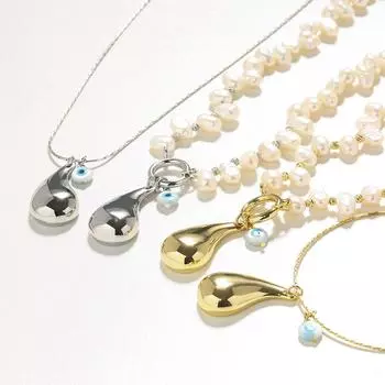 Asymmetrical natural Baroque pearl necklace Women s water drop pendant Hipster niche design retro temperament collarbone chain