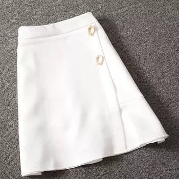 Asymmetrical White Skirt Women s Summer 2025 New Arrival Fashion High Waist Temperament Slim Looking A- line Sheath Versatile Short Skirt White((E4-3)) S