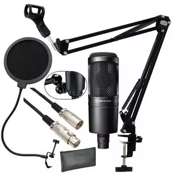 АТ2020 (новая спецификация) конденсаторный микрофон безопасный стартовый набор 01-3м оригинальный микрофонный кабель, поп-блокиратор, подставка для руки в комплекте -