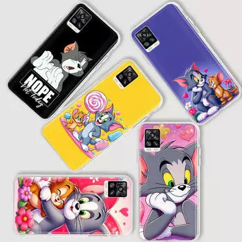 AT20 милый Том и Джерри прозрачный чехол для Samsung A04 A14 A23 A34 A54 M23 M33 M52 M53 Realme 10 9 C30S C35 C55 VIVO Y02 Y21 Y33S Y51 X80 V25 крышка Samsung A54 5G кожа буйвола