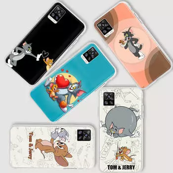 AT24 Том Джерри Мышь Прозрачный чехол для Samsung A04 A14 A23 A34 A54 M23 M33 M52 M53 Realme 10 9 C30S C35 C55 VIVO Y02 Y21 Y33S Y51 X80 V25 Чехол Tecno POP 5 капри