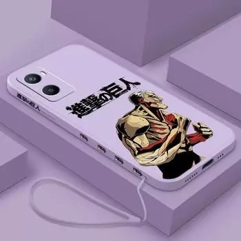 Атака титанов аниме милый для OPPO F21 A54S A53S A52 A33 A31 A16S A11S A9 A5 A1K A12 AX7 A5 жидкий левый чехол для телефона с веревкой OPPO A52