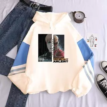 Атака титанов аниме толстовка мужская с длинным рукавом уличная Harajuku Shingeki No Kyojin Armin Arlert Giant Graphic зимняя толстовка XS чёрный