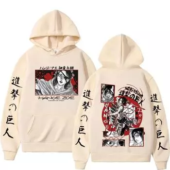 Атака титанов аниме-толстовка с капюшоном Hange Zoe Shingeki Graphic Plus Size Hoodie Мужская одежда Manga Harajuku Hoodies & Sweatshirts Men s S