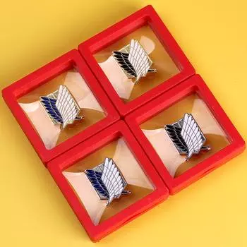 Атака титанов Крылья свободы аниме металлическая брошь для рюкзаков и одежды gold wings белый/чёрный