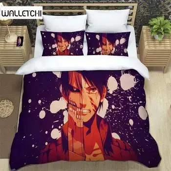 Атака титанов Постельное белье из полиэстера с принтом Пододеяльник Наволочка мягкая и удобная Настраиваемая 70x133cm 2pcs