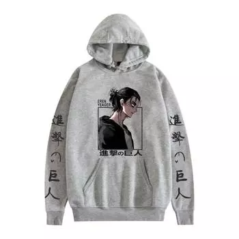 Атака титанов толстовка с капюшоном для мужчин и женщин Shingeki No Kyojin принт аниме одежда свободная повседневная уличная одежда унисекс эстетическая корейская одежда XXXXL белый
