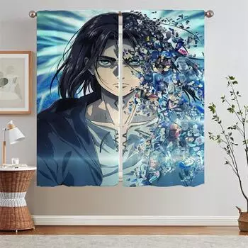 Атака титанов затемняющие шторы для гостиной украшения белые шторы 2 шт комплект разделительные оконные прозрачные шторы жалюзи кудри W50xH70cmx2pcs-CL