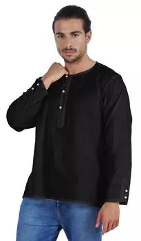 Atasi Indian Kurta для мужчин рубашки с длинным рукавом однотонная футболка с круглым вырезом в этническом стиле 3XL темно-зеленого