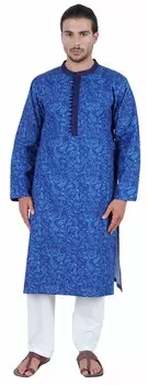 Атаси Куртас с длинными рукавами для мужчин с воротником-стойкой Традиционная одежда для шеи 3XL синий