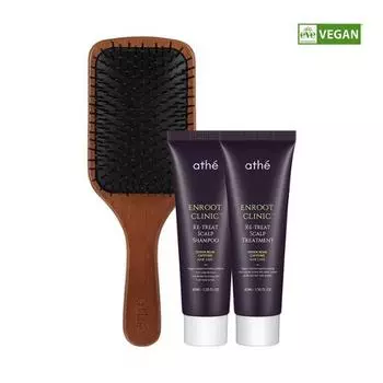 Ate Authentic Wooden Scalp Brush Gift Set (2 types of shampoo & treatment 40ml included) Ate Authentic Wooden Scalp Brush