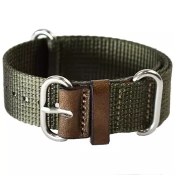 atelierCODEL nato Belt Craftsman pursues the best wearing comfort Watch Band Military Nylon Leather Watch (Lug Width 17mm18mm, Gray Olive)