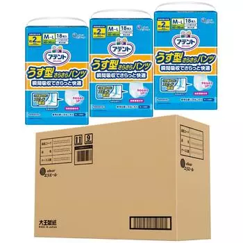 Atent thin smooth pants size Unisex 2 times absorption 54 sheets sheets x those who can walk M-L (18 3) [For alone] [Plain case]
