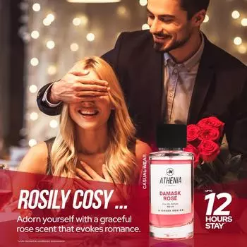 Athenia Damask Rose, стойкий парфюм премиум-класса с розой для женщин, парфюмированная вода 100 мл, цветочный аромат, подарок для нее, подруги или жены 100 ml