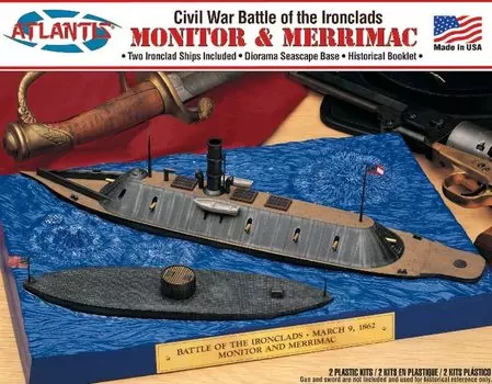 Atlantis Model Civil War Monitor Merrimack Hampton Roads Naval Battle Set Plastic Model ATLAMCL77257 Molding Color 1/210 1/300