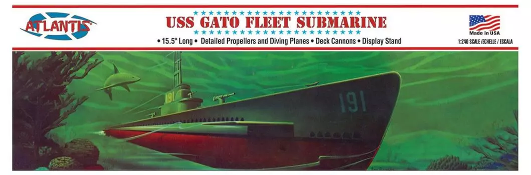 Пластиковая модель подводной лодки класса Gato ВМС США времен Второй мировой войны ATLAMCL743 1/240