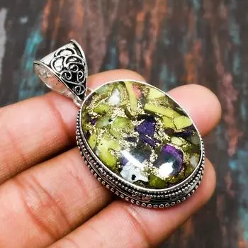 Атлантисит, драгоценный камень, ювелирные изделия ручной работы, подвеска из стерлингового серебра 925 пробы 1.89 Inches жёлтый