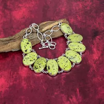 Atlantisite Handmade, ювелирное ожерелье последнего дизайна, ожерелье из цельного стерлингового серебра 925 пробы с драгоценными камнями, подарок для матери Adjustable with 18 inches жёлтый