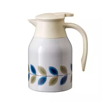 Atlas Lightweight Compact Thermal Pot Leaf Pattern White Thermos Vacuum Insulated 1.2L AKTH-1200WH