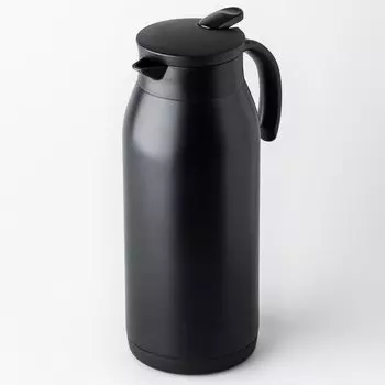 Atlas Thermal Power Energy Time Настольный чайник из нержавеющей стали с вакуумной изоляцией, двойной, простой в использовании, широкий, 1,5 л, легкий, тонкий, экономичный, чёрный