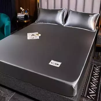 Атласная эластичная простыня на наматраснике, летние покрывала для пары, 2 человек, простыня размера «queen-king-size» 150 90x190x25cm 1pc