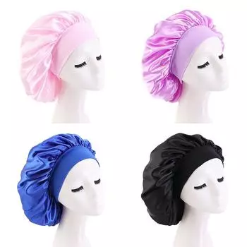 Атласная круглая эластичная лента с большими широкими полями, ночная кепка для салона, рекламная кепка для красоты 36cm чёрный