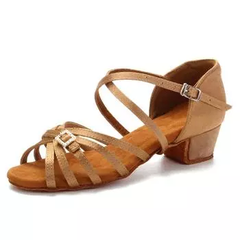 Атласная обувь для латинских танцев, женская детская обувь для девочек, вечерние туфли для сальсы, бальных танцев, каблук 3,5 см 38