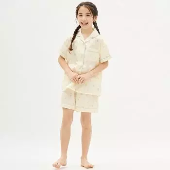 Атласная пижама GU by Uniqlo для девочек, шорты с короткими рукавами, мороженое