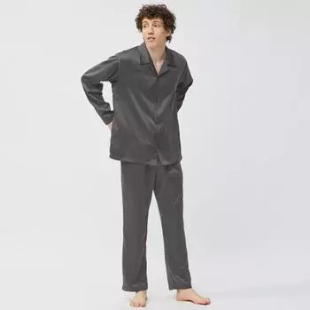 Атласная пижама GU by Uniqlo с длинными рукавами и длинными брюками +X