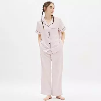 Атласная пижама GU by Uniqlo с короткими рукавами и длинными брюками +X
