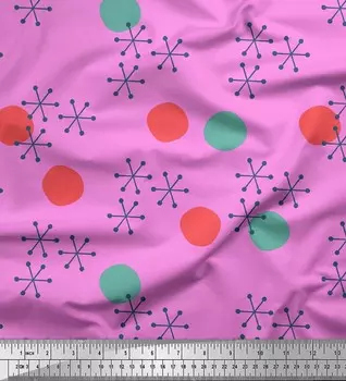 Атласная шелковая ткань Soimoi с геометрическим принтом и в горошек Ткань по метрам 42 дюйма 42 Inch Wide - Crepe Silk фиолетовый