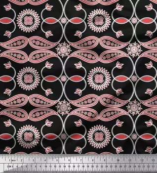 Атласная шелковая ткань Soimoi с принтом пейсли ткань по метрам 42 дюйма 56 Inch Wide - Cotton Voile оранжевый