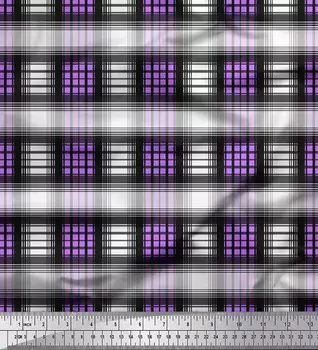 Атласная шелковая ткань Soimoi в клетку с принтом на ткани шириной 42 дюйма по метрам 42 Inch Wide - Satin Silk фиолетовый