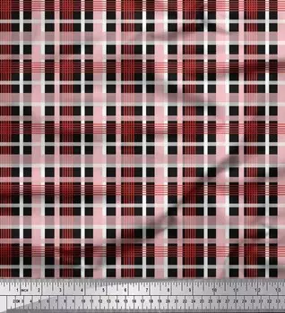 Атласная шелковая ткань Soimoi в клетку Ткань с принтом в клетку шириной 42 дюйма по метрам 42 Inch Wide - Satin Silk чёрный