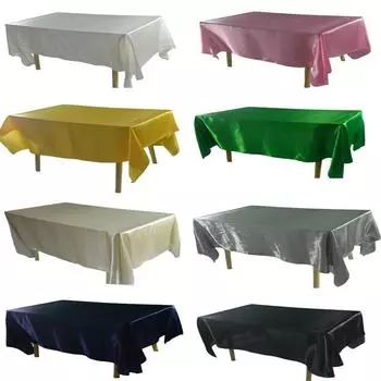 Атласная скатерть для свадебного украшения, прямоугольная скатерть для отеля, банкета, обеденная скатерть для дома, Рождества, дня рождения, вечеринки, чайного стола 145x396cm-57x144inch красный