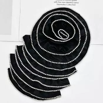 Атласная ткань 3D Цветочные аппликации Стразы Аппликация на одежду Нашивки на одежду Пошив одежды белый