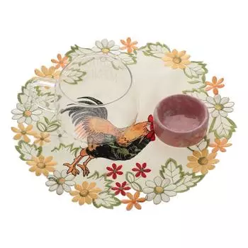 Атласная ткань Пасхальный декор для вечеринки Вышивка Ремесло Домашнее украшение Подставка для столовых приборов Салфетка Подставка под чашку Подставка под стакан Cock