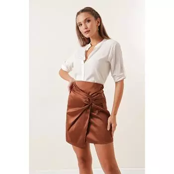 Атласная юбка с узлом по краю