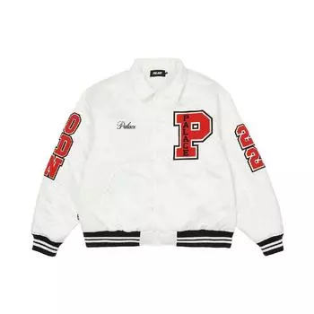 Атласная университетская куртка Palace, белая мужская верхняя одежда P23JK024 M