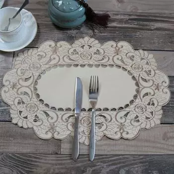 атласная вышивка цветов салфетка для стола салфетка для свадебного рождественского стола салфетка для кухни украшение стола и аксессуары oval 28X43CM