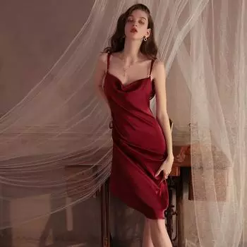 Атласное летнее платье, милая кружевная пижама с бабочкой и V-образным вырезом для женщин, повседневная однотонная сексуальная пижама для женщин M