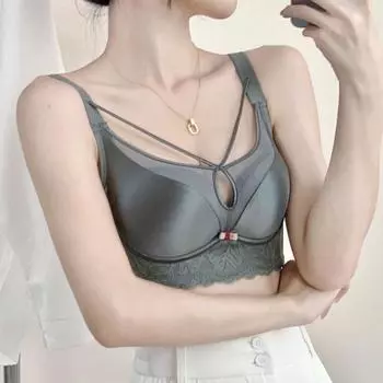 Атласное нижнее белье Женский бюстгальтер без стальных колец, присборенный, для маленькой груди, специальная коллекция, боковая подтяжка груди, антипровисающий бюстгальтер 32/70 AB озеро зеленый