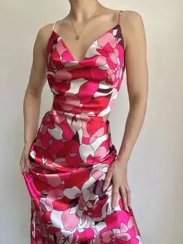 Атласное платье Petra цвета фуксии