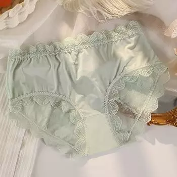 Атласное женское нижнее белье кружево плюс размер сексуальное нижнее белье из чистого хлопка промежность антибактериальные дышащие бесшовные трусики XL