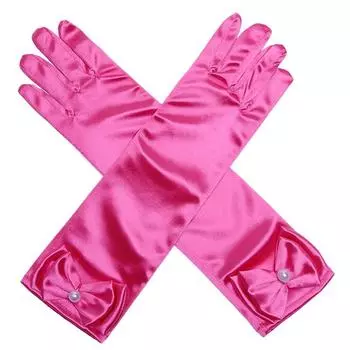 Атласные перчатки со сценическими пайетками, аксессуары для юбки принцессы, варежки с полным пальцем, детские длинные перчатки розы красного