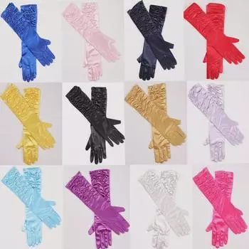 Атласные перчатки в стиле ретро: Черный, розовый, фиолетовый — элегантные вечерние наряды для студий и вечеринок One Size