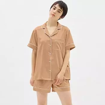 Атласные пижамы с короткими рукавами и шорты GU by Uniqlo